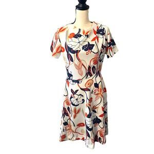 Vintage Norwin Miss Red White Blue Floral Midi Dress Deadstock‎